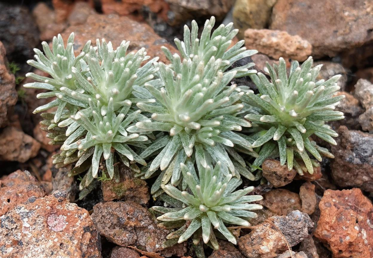 Celmisia argentea × sessiliflora in bloom on exposed ridges of the South Islands of New Zealand